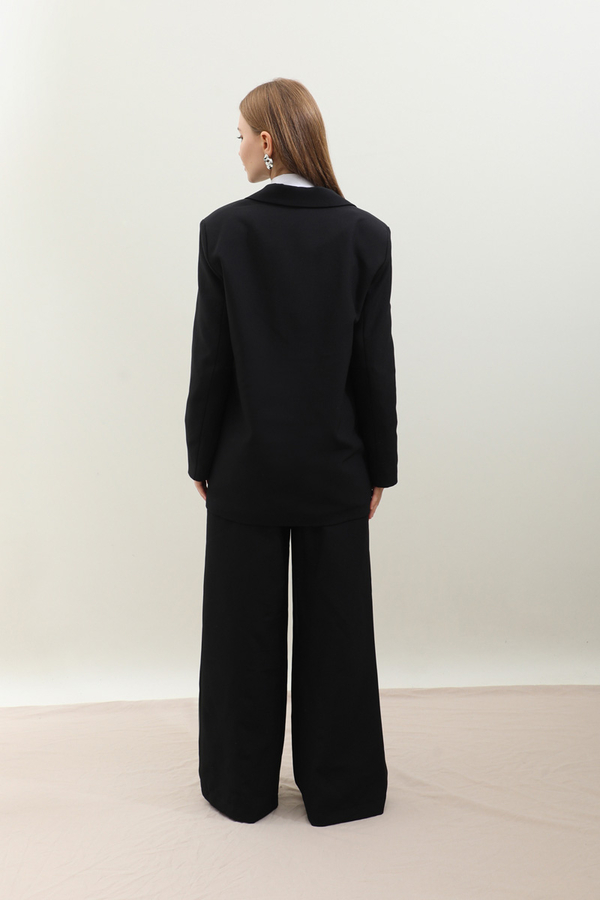 Yandan Bağlamalı Blazer Takım Siyah - 6