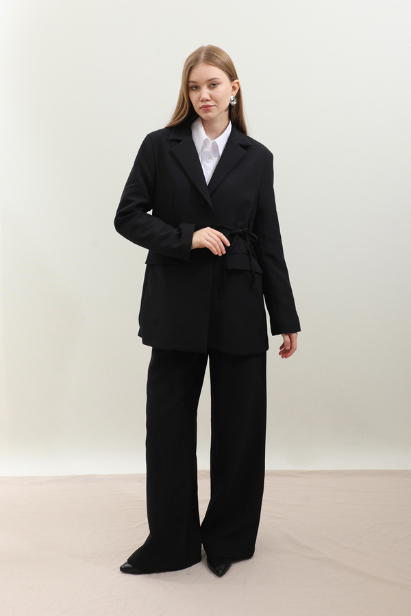 Yandan Bağlamalı Blazer Takım Siyah - 2