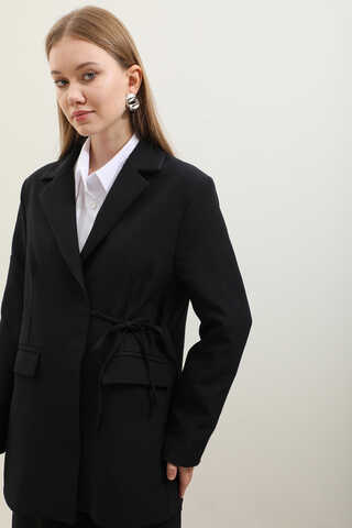 Yandan Bağlamalı Blazer Takım Siyah - 3
