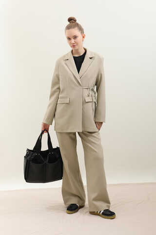 Yandan Bağlamalı Blazer Takım Taş - 3