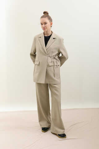 Yandan Bağlamalı Blazer Takım Taş - 6