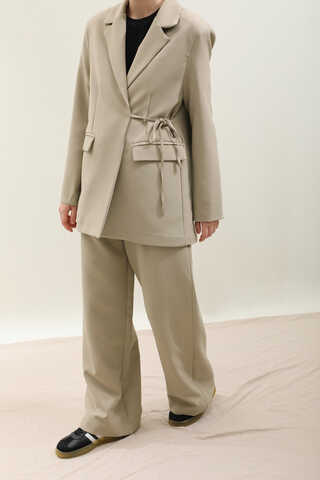 Yandan Bağlamalı Blazer Takım Taş - 7