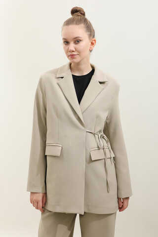 Yandan Bağlamalı Blazer Takım Taş - 8