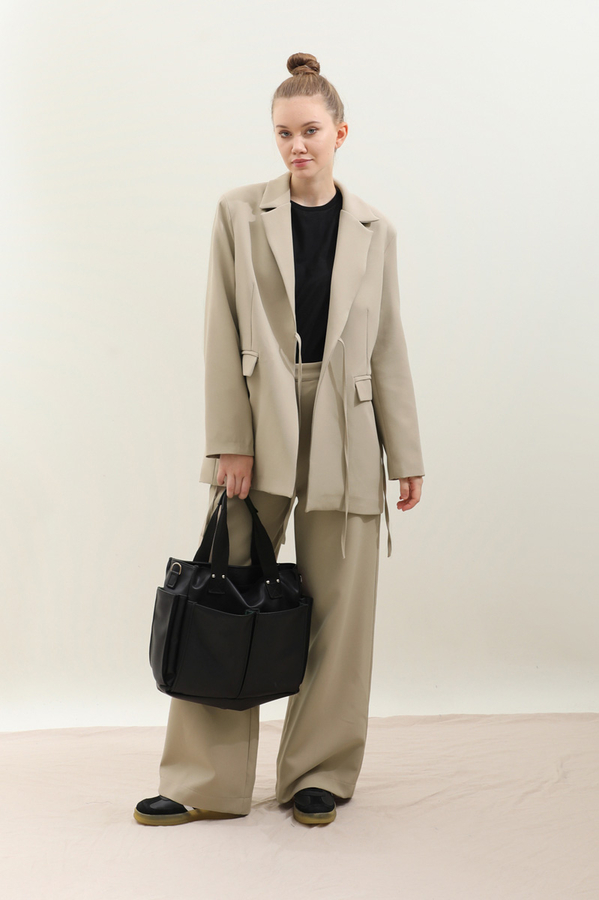 Yandan Bağlamalı Blazer Takım Taş - 1