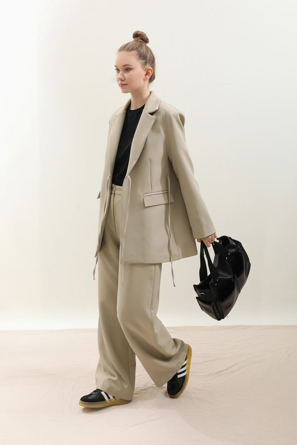 Yandan Bağlamalı Blazer Takım Taş - 2