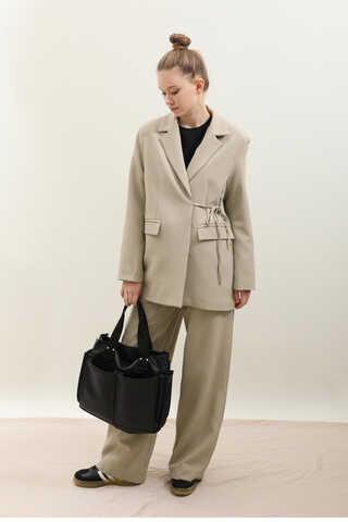 Yandan Bağlamalı Blazer Takım Taş - 4