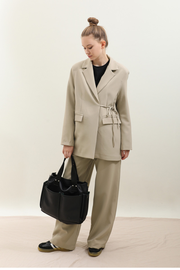 Yandan Bağlamalı Blazer Takım Taş - 4