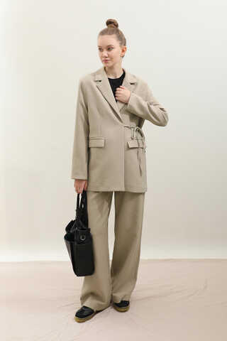 Yandan Bağlamalı Blazer Takım Taş - 5