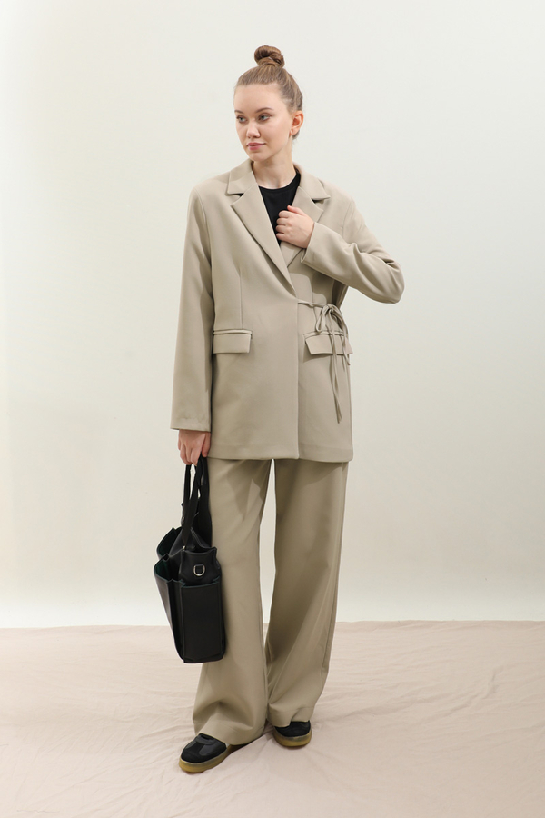 Yandan Bağlamalı Blazer Takım Taş - 5