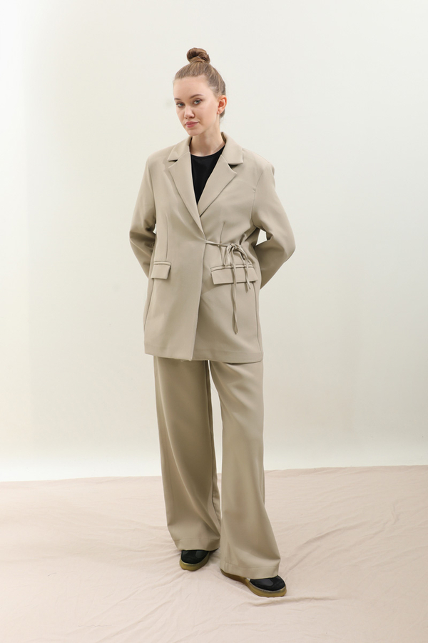 Yandan Bağlamalı Blazer Takım Taş - 6