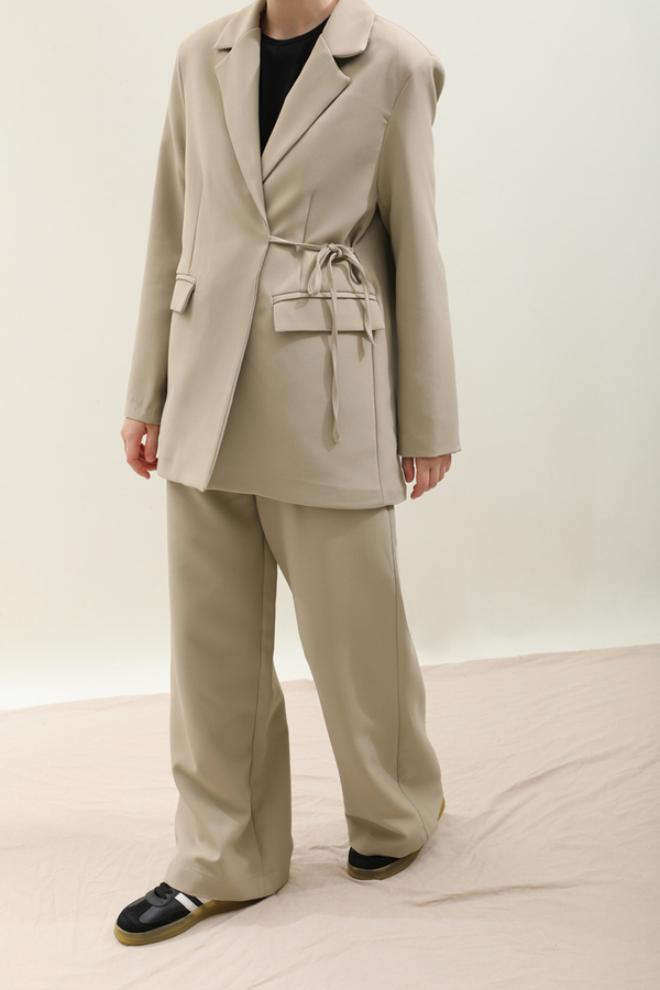 Yandan Bağlamalı Blazer Takım Taş - 7