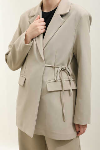 Yandan Bağlamalı Blazer Takım Taş - 10