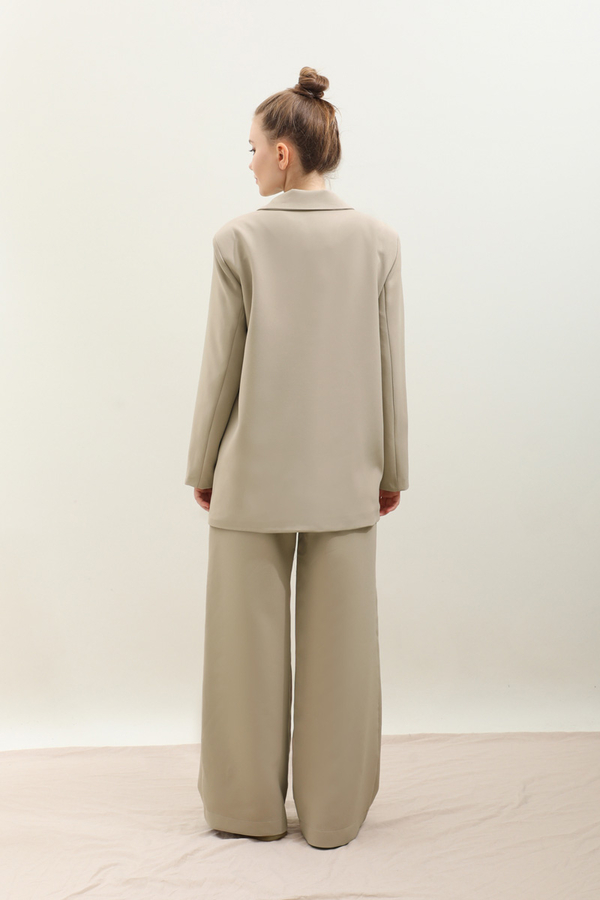 Yandan Bağlamalı Blazer Takım Taş - 11