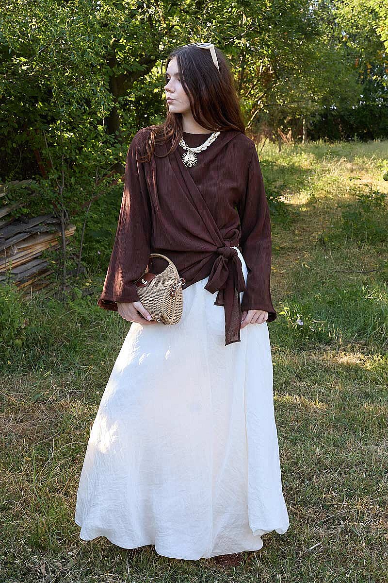 Yandan Bağlamalı Bluz Kahve - 2