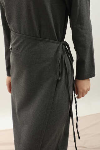 Yandan Bağlamalı Etekli Elbise Antrasit - 7