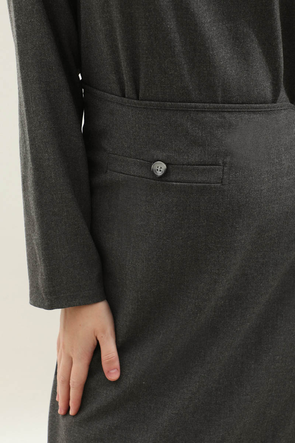 Yandan Bağlamalı Etekli Elbise Antrasit - 8