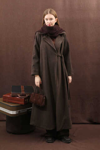 Yandan Bağlamalı Kaban Kahverengi - 11