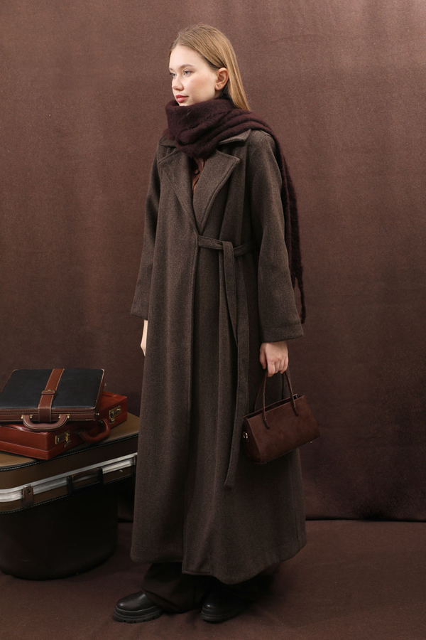 Yandan Bağlamalı Kaban Kahverengi - 12