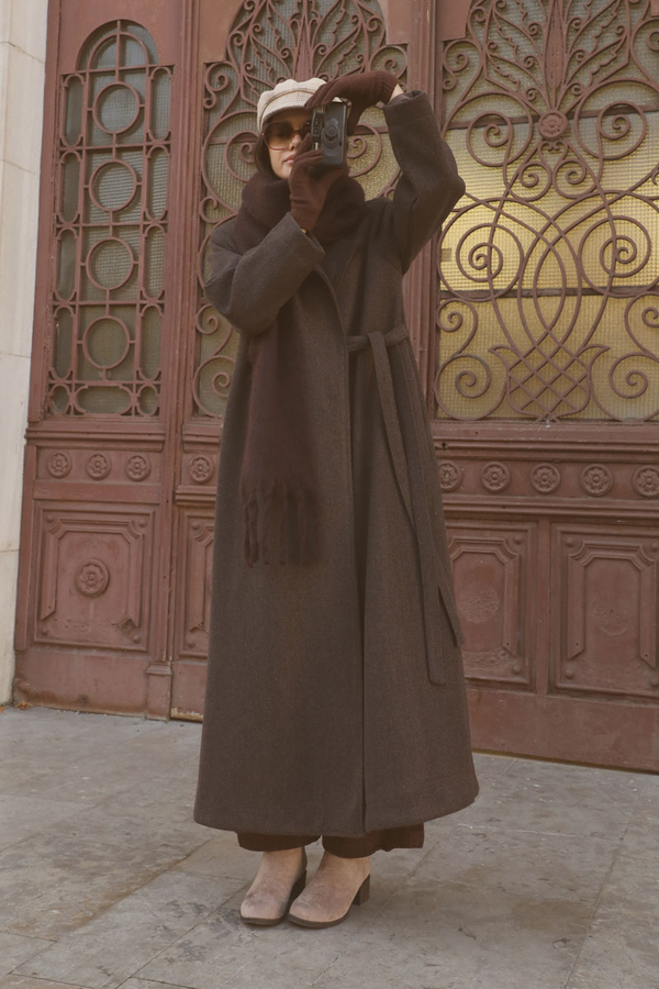 Yandan Bağlamalı Kaban Kahverengi - 1