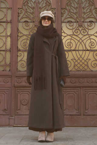 Yandan Bağlamalı Kaban Kahverengi - 7