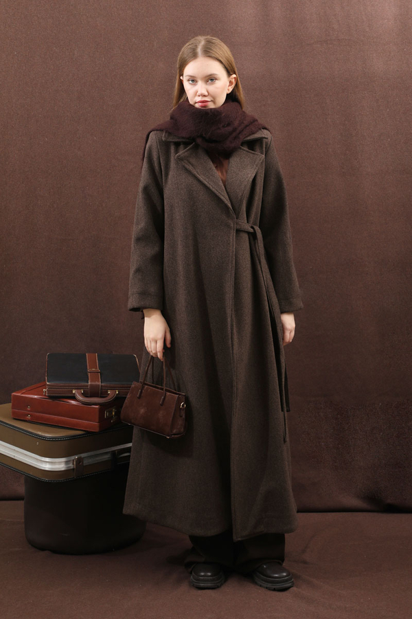 Yandan Bağlamalı Kaban Kahverengi - 11