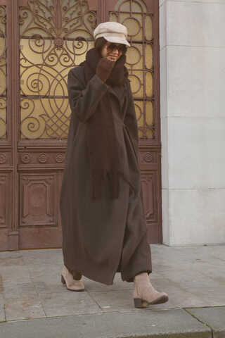 Yandan Bağlamalı Kaban Kahverengi - 5