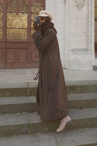 Yandan Bağlamalı Kaban Kahverengi - 6