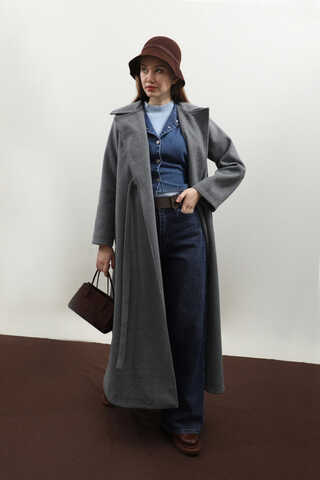 Yandan Bağlamalı Kaban Koyu Gri - 4