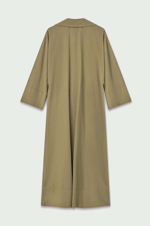 Bağlamalı Keten Trençkot Haki - 5