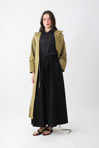 Bağlamalı Keten Trençkot Haki - 7