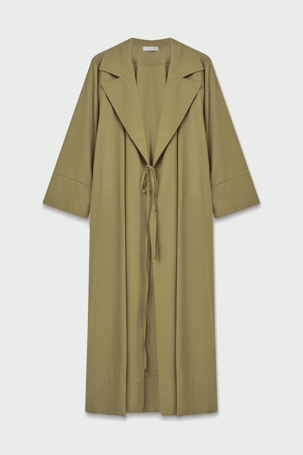 Bağlamalı Keten Trençkot Haki - 2