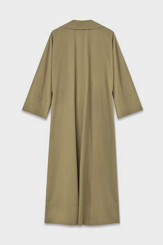 Bağlamalı Keten Trençkot Haki - 5