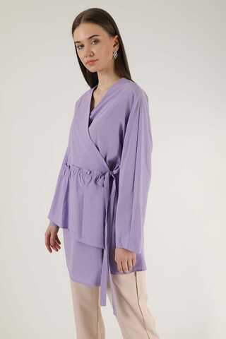 Yandan Bağlamalı Kimono Tunik Lila - 4