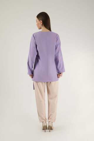 Yandan Bağlamalı Kimono Tunik Lila - 5