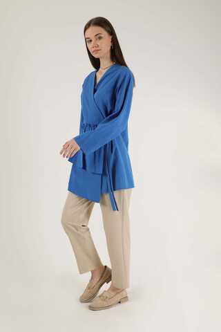 Yandan Bağlamalı Kimono Tunik Mavi - 3