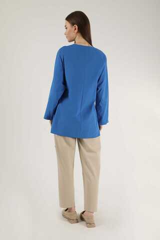 Yandan Bağlamalı Kimono Tunik Mavi - 5