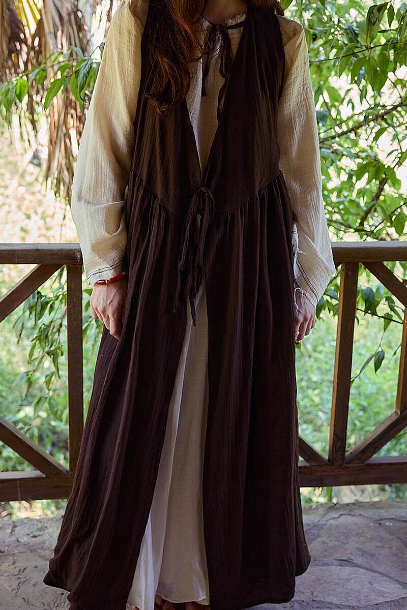 Yandan Bağlamalı Kruvaze Jile Kahve - 3