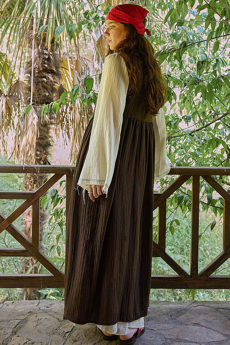 Yandan Bağlamalı Kruvaze Jile Kahve - 5