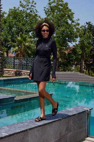 Yandan Bağlamalı Mayo Eteği Siyah - 5