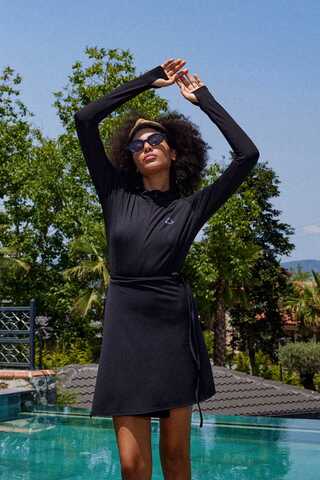 Yandan Bağlamalı Mayo Eteği Siyah - 4