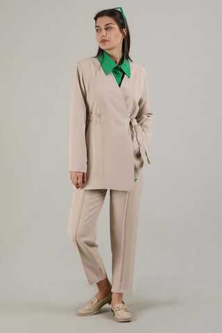 Yandan Bağlamalı Tunik Takım Krem - 1