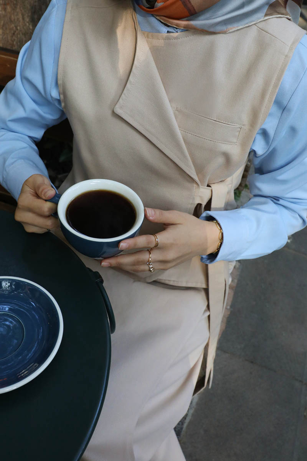 Yandan Bağlamalı Yelek Etek Takım Krem - 4