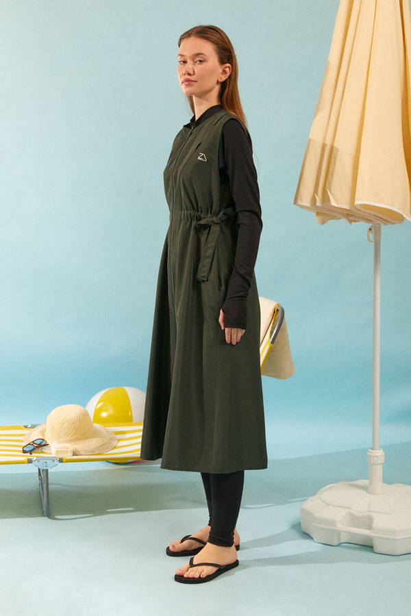 Yandan Bağlamalı Yelek Mayo Haki - 4