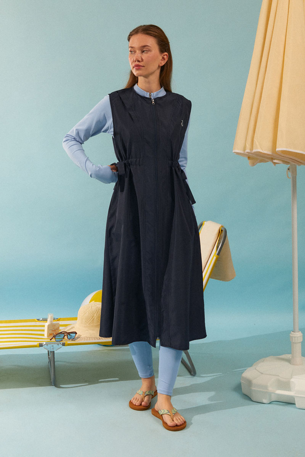 Yandan Bağlamalı Yelek Mayo Koyu Lacivert 