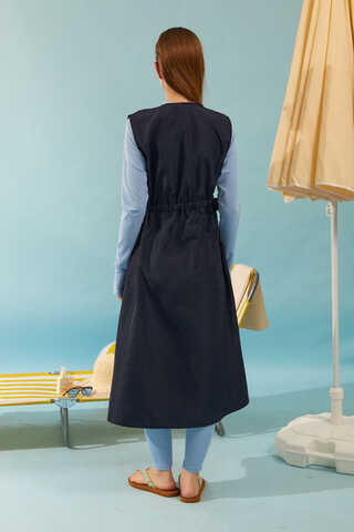 Yandan Bağlamalı Yelek Mayo Koyu Lacivert - 5