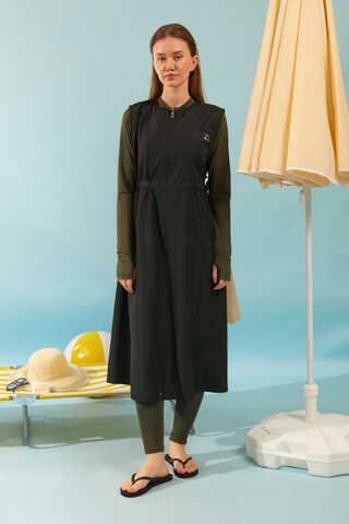 Yandan Bağlamalı Yelek Mayo Siyah - 1