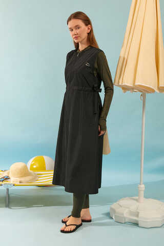 Yandan Bağlamalı Yelek Mayo Siyah - 3