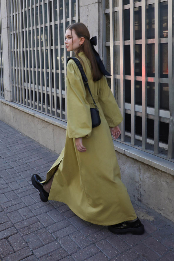 Yandan Kemerli Elbise Açık Yeşil - 3