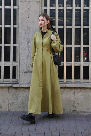 Yandan Kemerli Elbise Açık Yeşil - 1