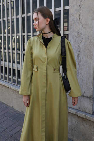 Yandan Kemerli Elbise Açık Yeşil - 2